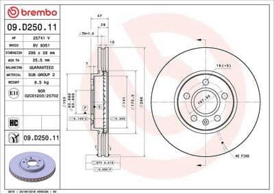 Disco de freno BREMBO 09.D250.11