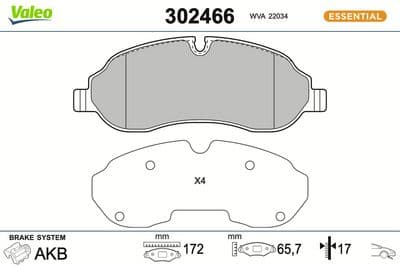 Juego de balatas de freno VALEO 302466