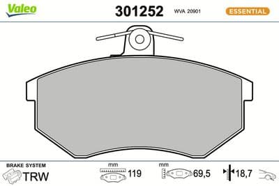 Juego de balatas de freno VALEO 301252