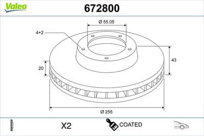 Disco de freno VALEO 672800