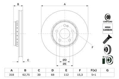 Disco de freno BOSCH 0 986 479 G34