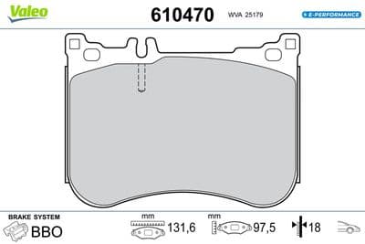Juego de balatas de freno VALEO 610470