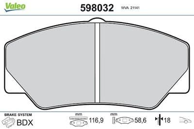 Juego de balatas de freno VALEO 598032