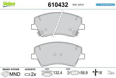Juego de balatas de freno VALEO 610432