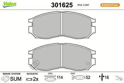 Juego de balatas de freno VALEO 301625