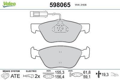Juego de balatas de freno VALEO 598065
