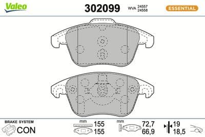 Juego de balatas de freno VALEO 302099