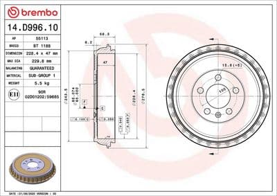 Tambor de freno BREMBO 14.D996.10