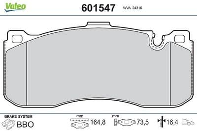 Juego de balatas de freno VALEO 601547