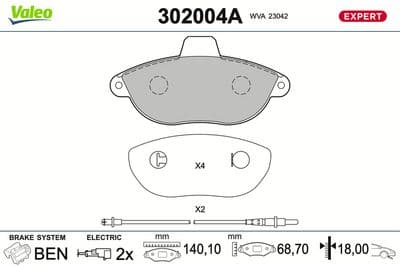 Juego de balatas de freno VALEO 302004A