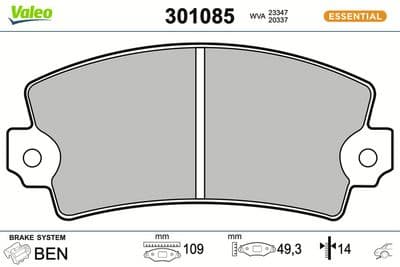 Juego de balatas de freno VALEO 301085