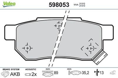 Juego de balatas de freno VALEO 598053