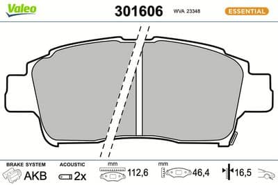 Juego de balatas de freno VALEO 301606