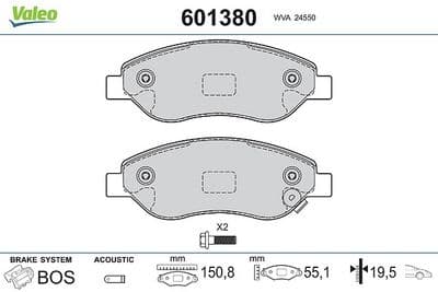 Juego de balatas de freno VALEO 601380