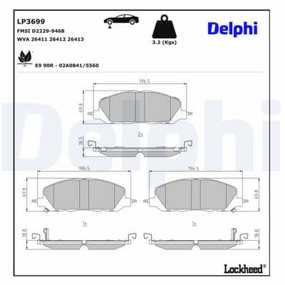 Juego de balatas de freno DELPHI LP3699