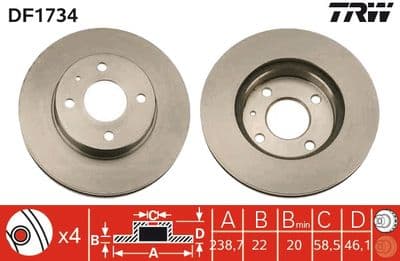 Disco de freno TRW DF1734