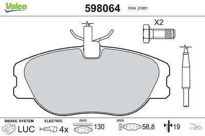 Juego de balatas de freno VALEO 598064