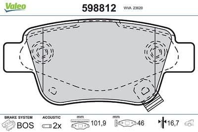 Juego de balatas de freno VALEO 598812