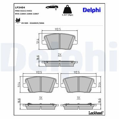 Juego de balatas de freno DELPHI LP3404