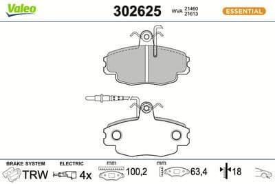 Juego de balatas de freno VALEO 302625