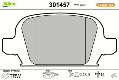 Juego de balatas de freno VALEO 301457