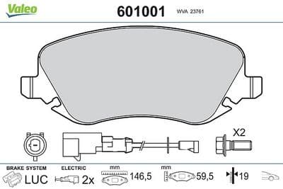 Juego de balatas de freno VALEO 601001