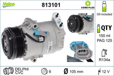Compresor, aire acondicionado VALEO 813101