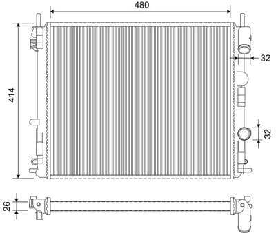 Radiador, refrigeración del motor VALEO 732721