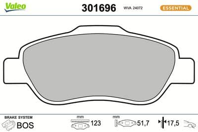 Juego de balatas de freno VALEO 301696