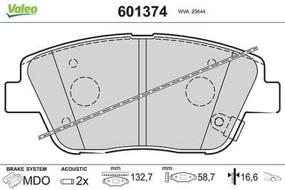 Juego de balatas de freno VALEO 601374