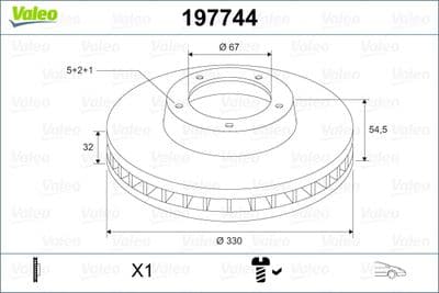 Disco de freno VALEO 197744