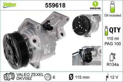 Compresor, aire acondicionado VALEO 559618