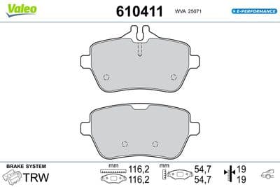 Juego de balatas de freno VALEO 610411