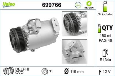Compresor, aire acondicionado VALEO 699766