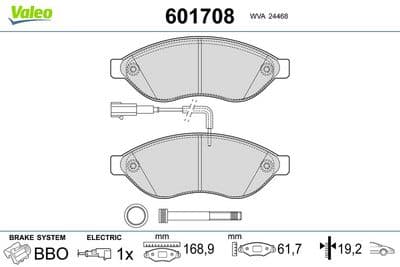 Juego de balatas de freno VALEO 601708