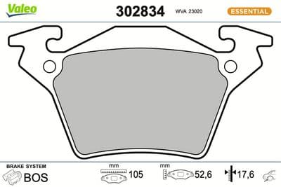Juego de balatas de freno VALEO 302834