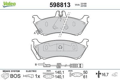 Juego de balatas de freno VALEO 598813
