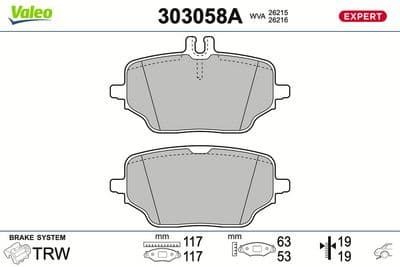 Juego de balatas de freno VALEO 303058A