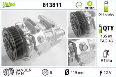 Compresor, aire acondicionado VALEO 813811