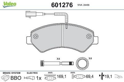 Juego de balatas de freno VALEO 601276