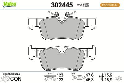 Juego de balatas de freno VALEO 302445