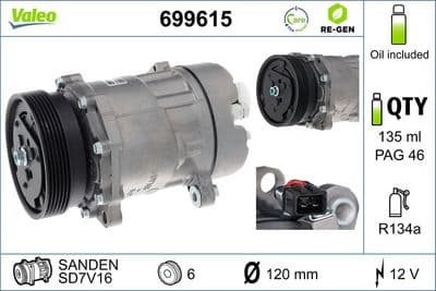 Compresor, aire acondicionado VALEO 699615