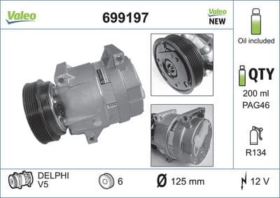 Compresor, aire acondicionado VALEO 699197