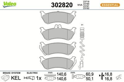 Juego de balatas de freno VALEO 302820