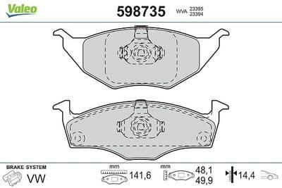 Juego de balatas de freno VALEO 598735
