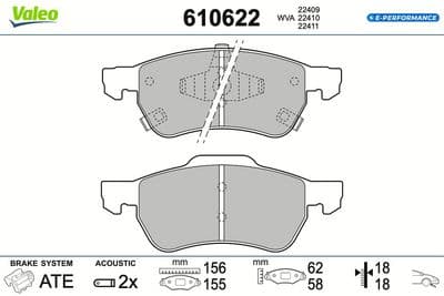 Juego de balatas de freno VALEO 610622