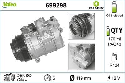 Compresor, aire acondicionado VALEO 699298