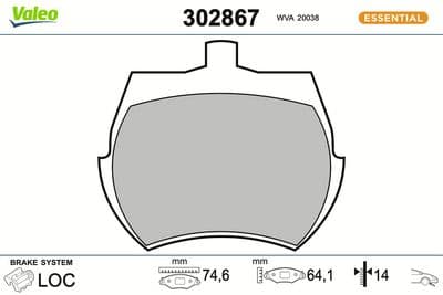 Juego de balatas de freno VALEO 302867