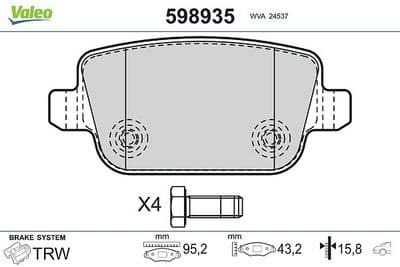 Juego de balatas de freno VALEO 598935