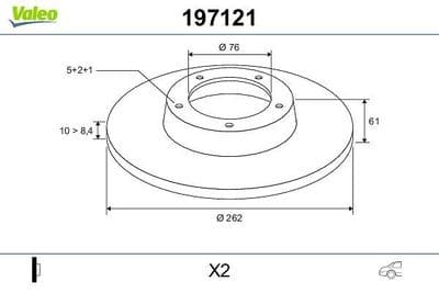 Disco de freno VALEO 197121